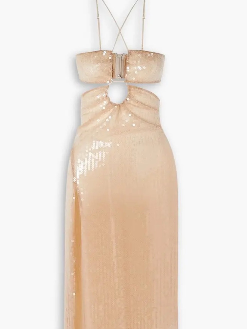 Nensi Dojaka Sequined Cutout Maxi Dress - Nude/Gold Runway 2022 Size Small - Picture 7 of 10